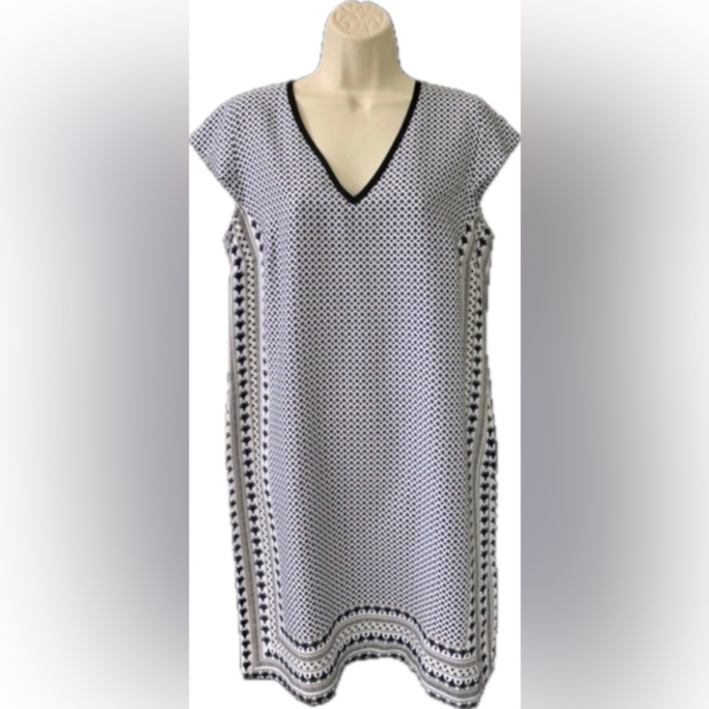 Alfini black white blue geometric women’s  size‎ 6